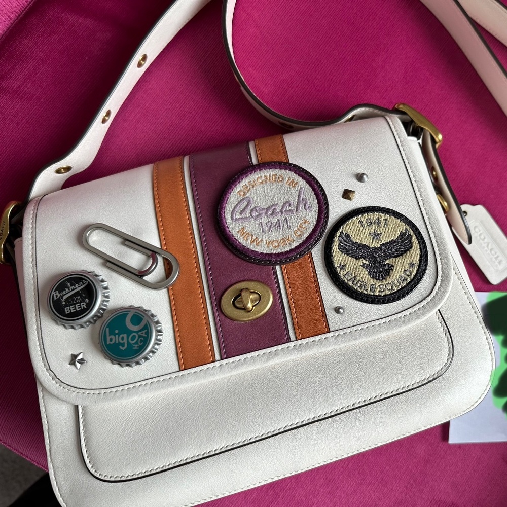 Coach rambler varsity stripe crossbody